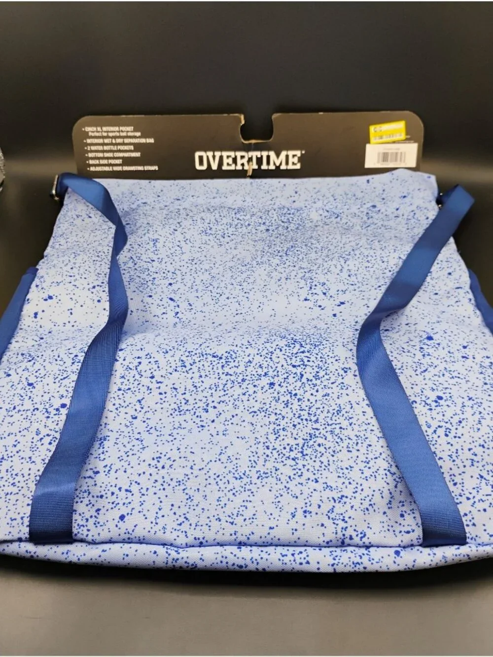 Overtime Blue Speckled Sport Cinch Bag Adjustable Straps NEW